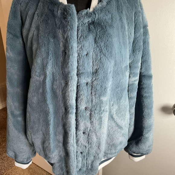 22. NWT Booho Man Blue Bomber Varsity Jacket with Classic Styling Size Large - Picture 4 of 8